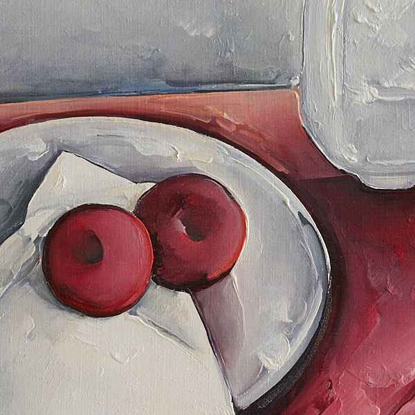 Detail-Large White Pitcher, Red Cloth