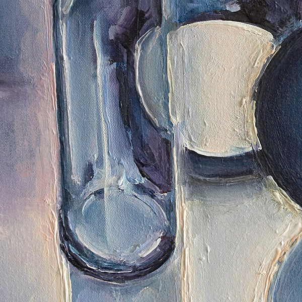 Detail-Blue Still Life with Three Bottles