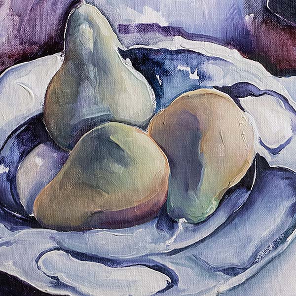 Spring: Three Pears on Oriental Plate